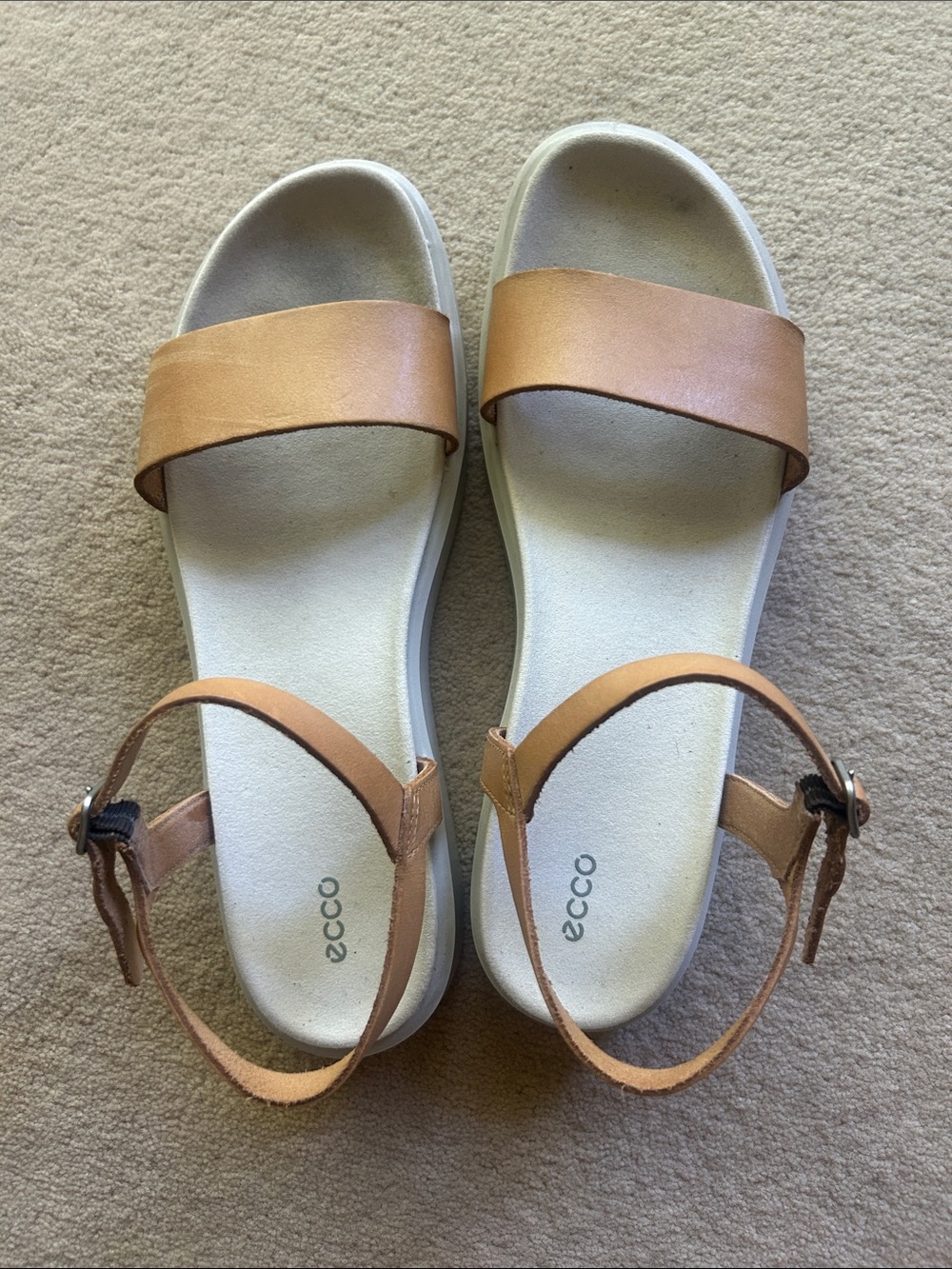 ECCO Leather Ankle-Strap Sandals in Tan